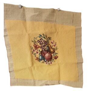 VTG Needlepoint Canvas Fruit Still Life Project For Picture Or Furniture